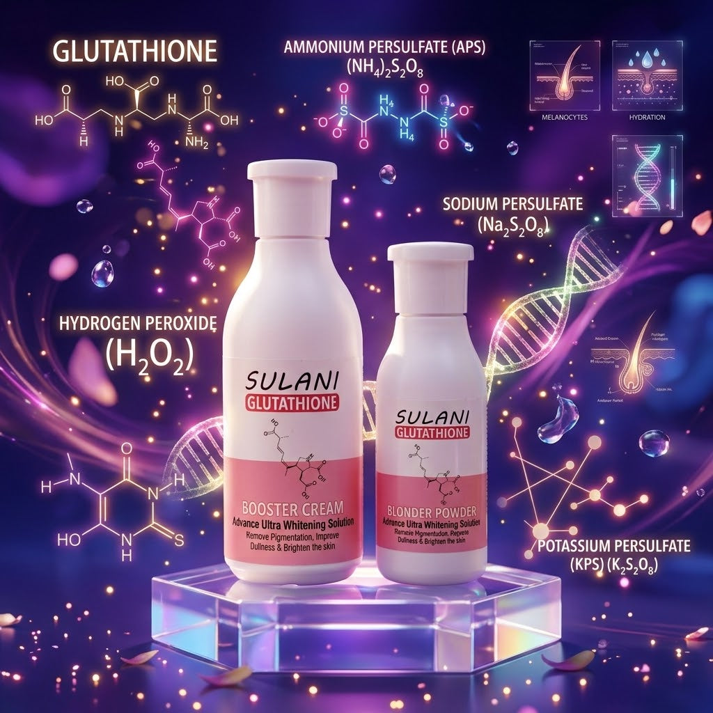 SULANI Glutathione Booster Cream & Blonder Powder Kit for Skin Polishing, Facial Hair Lightening & Brightening (Economy Size)