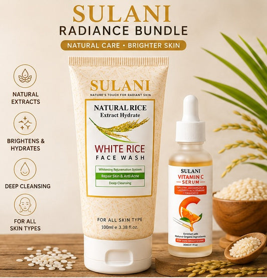 SULANI White Rice Face Wash 100gm & Vitamin C Serum 30ml