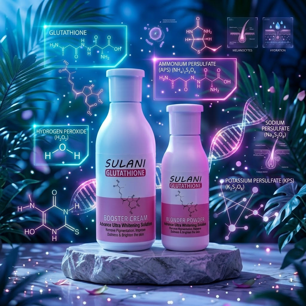 SULANI Glutathione Booster Cream & Blonder Powder Kit for Skin Polishing, Facial Hair Lightening & Brightening (Economy Size)