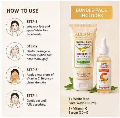 SULANI White Rice Face Wash 100gm & Vitamin C Serum 30ml