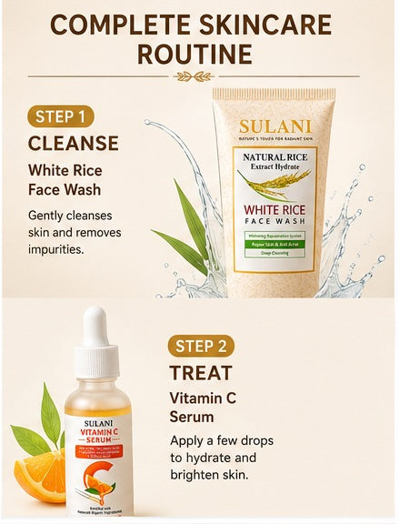 SULANI White Rice Face Wash 100gm & Vitamin C Serum 30ml